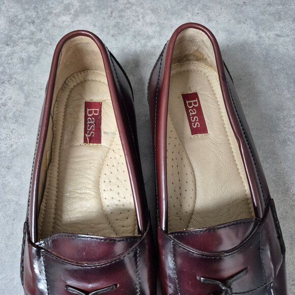 Bass Harrison Mahogany Leather Tassel Loafers Size 10EE - Picture 5 of 10